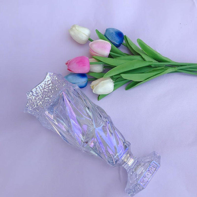 Eastern Rock Glass Flower vase 2.4lb 9.5inch,Bohemian Style, for Centerpieces,Wedding,Home Decor Glass Vase (Sparkling) - Image 4