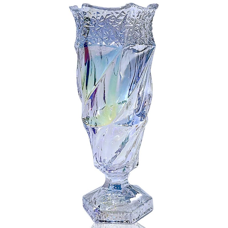 Eastern Rock Glass Flower vase 2.4lb 9.5inch,Bohemian Style, for Centerpieces,Wedding,Home Decor Glass Vase (Sparkling) - Image 1