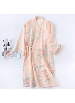 Japanese Cotton Kimono Robe Light Spring Summer Womens Sleepwear Big Orange Flower