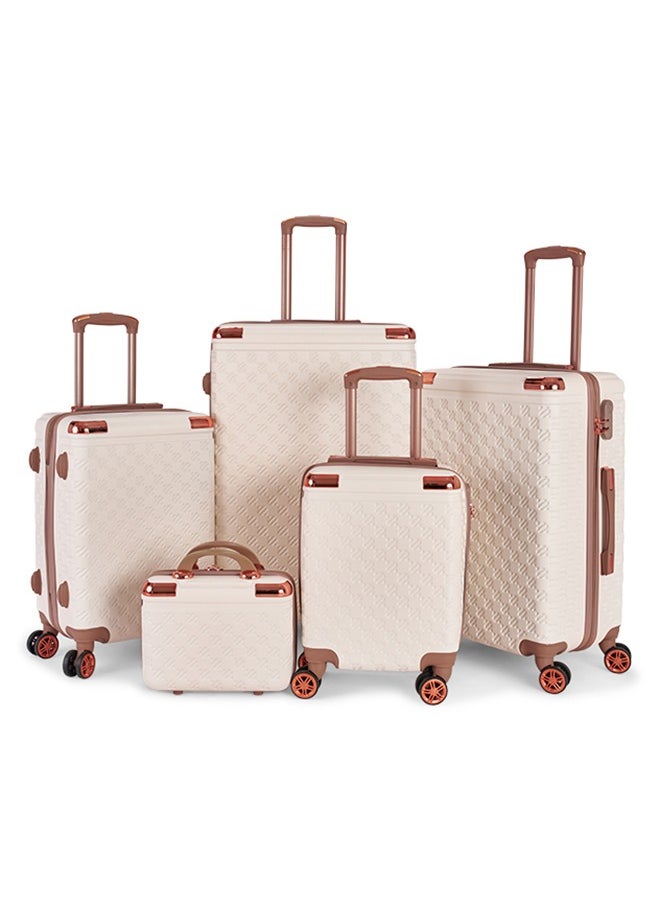 LIMRA Luggage set 5 pieces travel Bags with a distinctive design from limra Beige/gold 