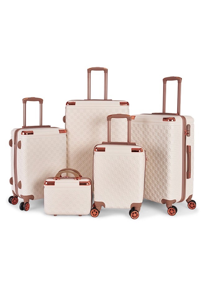LIMRA Luggage set 5 pieces travel Bags with a distinctive design from limra Beige/gold  - Image 1