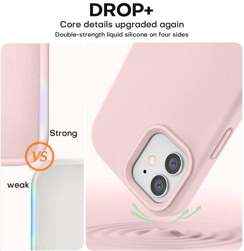 Vooii Compatible with iPhone 12 Case/iPhone 12 Pro Case, Liquid Silicone Upgrade [Soft Anti-Scratch Microfiber Lining] [Shockproof Drop Protection] Phone Case 6.1 inch - Chalk Pink - Image 4