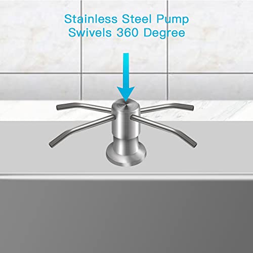 OHiHi Dish Soap Dispenser for Kitchen Sink (Brushed Nickel), Countertop Sink Soap Dispenser Water Pump with 47” No-Spill Extension Tube Kit Design for Kitchen Bathroom, No More Refills （Sliver） - Image 2