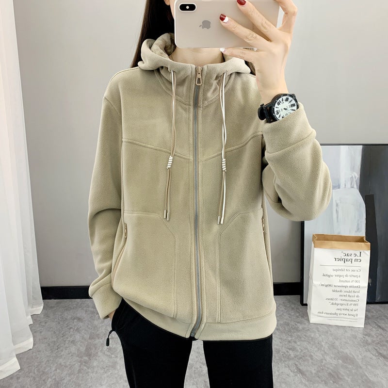 Ollie Fleece Fleece Coat Women'S Winter Couple'S Warm Top Fleece-Lined Thickened Hooded Fleece Coat Men'S Sweatshirt - Image 2