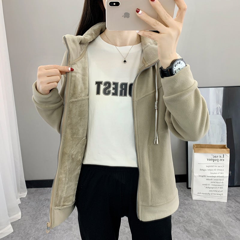 Ollie Fleece Fleece Coat Women'S Winter Couple'S Warm Top Fleece-Lined Thickened Hooded Fleece Coat Men'S Sweatshirt - Image 3