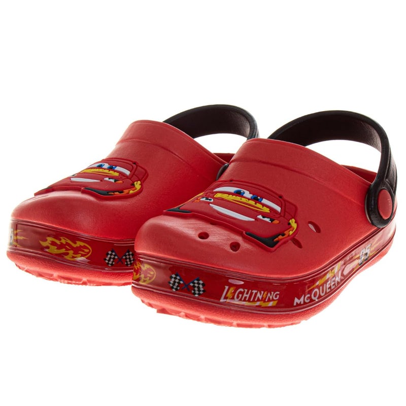 Josmo Boys Cars Lightning McQueen Clog Sandals Disney Pixar Waterproof Slip-On Slides Closed Toe Clogs with Backstrap- Red 11-12 Toddler - Image 1