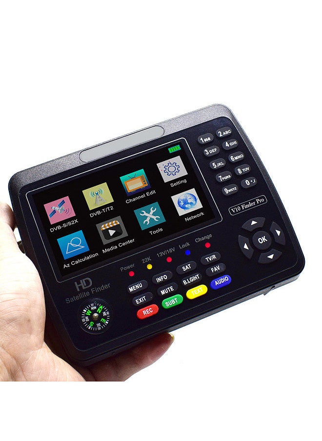Generic - V10 Pro Satellite Finder Signal Meter HD Satellite TV Signal Finder DVB-S/S2/S2X/T/T2 COMBO Digital Handheld Signal Meter Satellite Finder H.265 4.3Inch LCD for Adjusting Sat Dish - Image 1