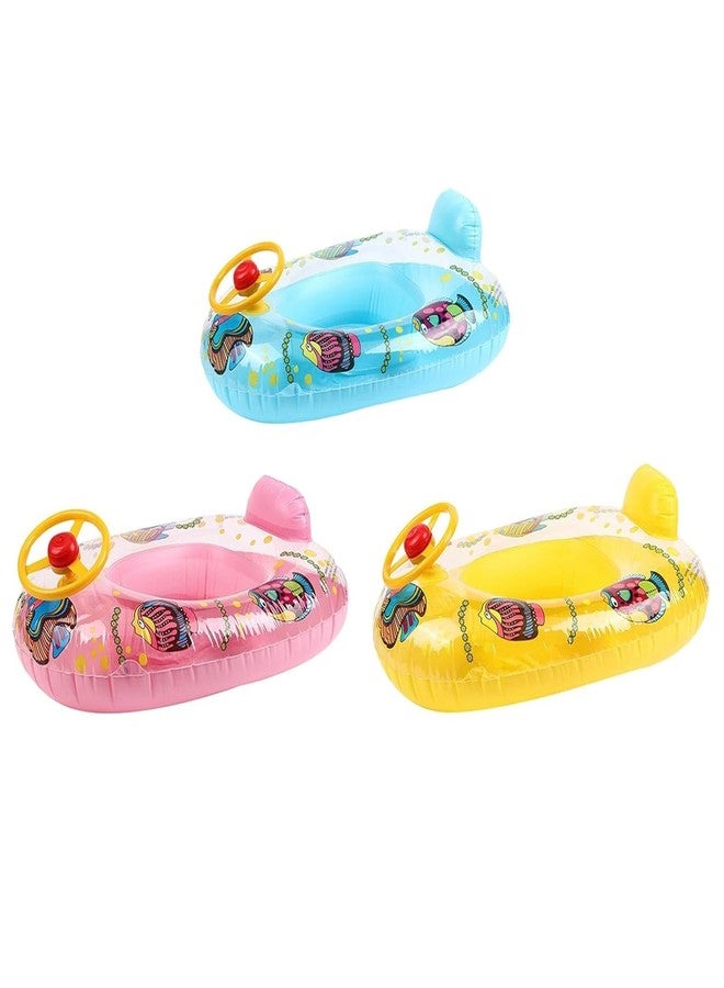 VWretails Kids Inflatable Car Pool Float with Steering Wheel, Fun Baby Swim Boat for Toddlers, Cute Water Floatie for Swimming Pool(Red, Pink, Blue, Yellow & Multicolor) Pack of Any One Float - Image 1