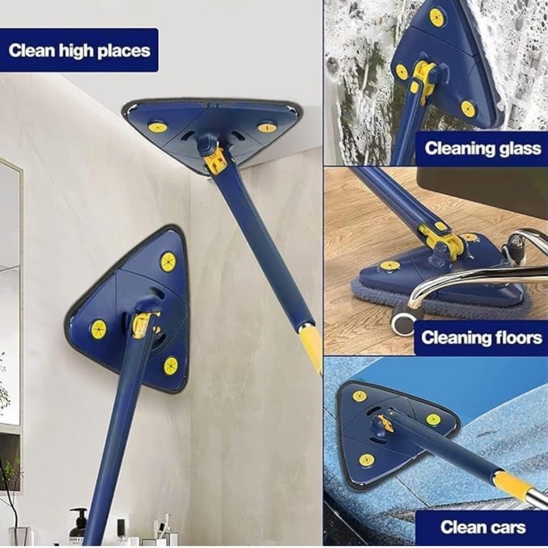 PORMONO 360Degree Rotatable Triangle Cleaning Mop Adjustable Wall Cleaning Mop Floor Cleaning Mop - Image 3