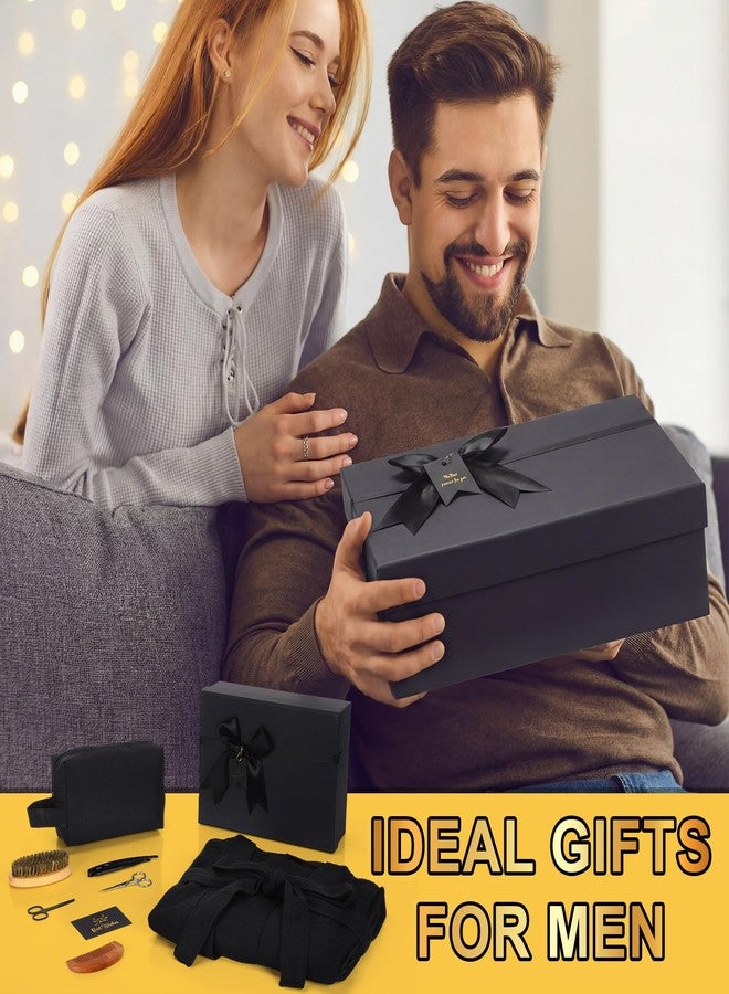 Twistover 9Pcs Birthday Gifts for Men,Dad Beard Care with Robe Beard Care Kit Thank You for Dad Husband Men(Black - Image 4