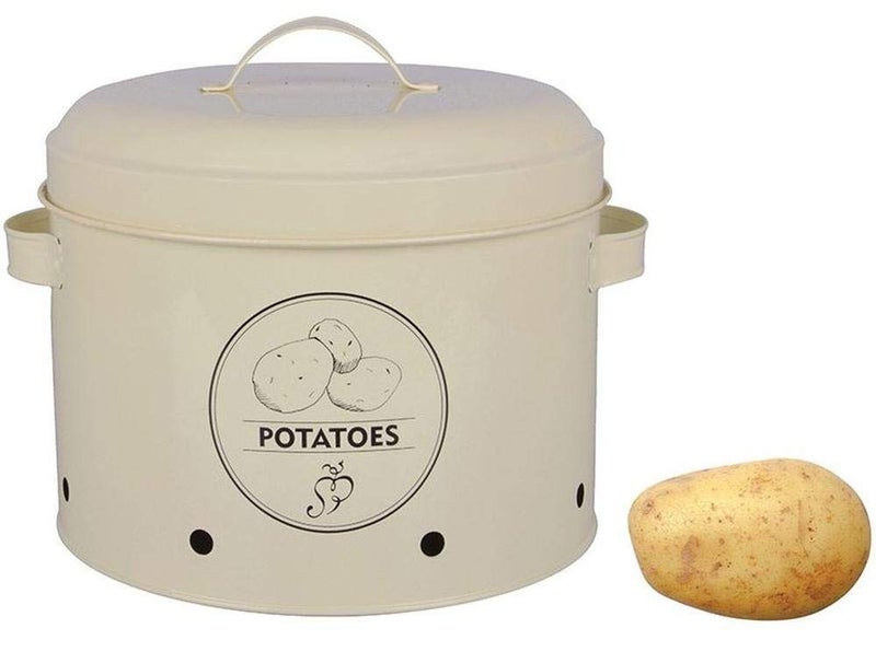 Esschert Design Potato Storage Tin  Metal White - Image 1