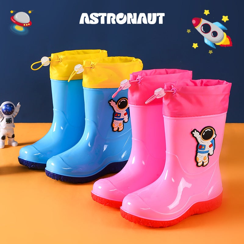 Astronaut Children'S Rain Boots 2-16 Years Old Extra Large Children'S Long Barrel Water Boots For Boys And Girls Warm Liner Thickened Rubber Shoes New Style - Image 3