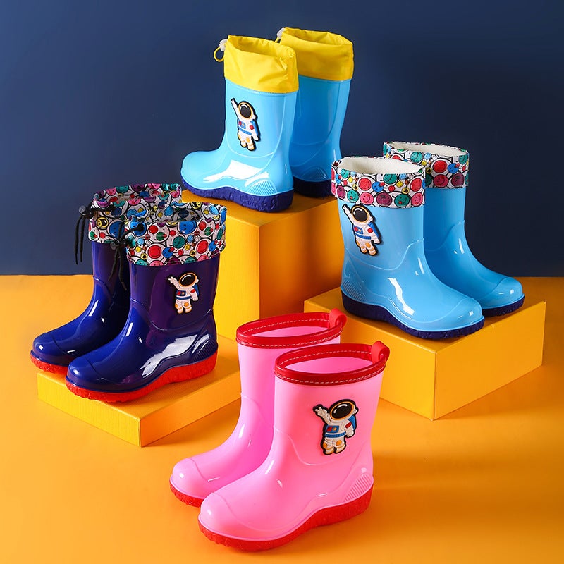Astronaut Children'S Rain Boots 2-16 Years Old Extra Large Children'S Long Barrel Water Boots For Boys And Girls Warm Liner Thickened Rubber Shoes New Style - Image 4