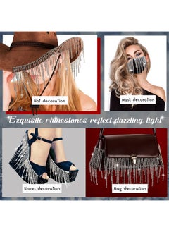 Mtlee Rhinestone Fringe Trim Belt Beaded Fringe Trim Rhinestone Ribbon Tassel Chain For Jeans Clothing Accessories Diy Decoration (0.5 Yard Silver)  - Image 3