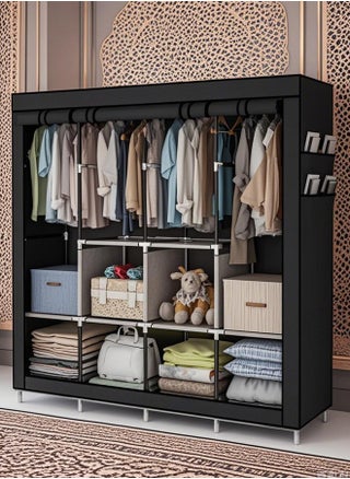 Portable Wardrobe, Wardrobe Shelves, Clothes Storage Organiser with 4 Hanging Rails, Black - pzsku/Z670D897684A8EDA8B288Z/45/1743590300/17523c5a-9246-4edd-a629-9c3ed709cd03
