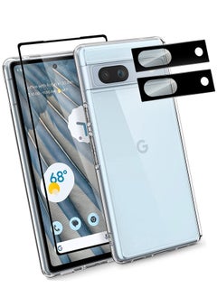 CATANES 4 Packs For Google Pixel 7a TPU Case and Screen Protector and 2 Camera Lens Protectors Clear Anti-Yellowing Transparent Shockproof Protective Phone Case Scratch Resistant Cover  - Image 2