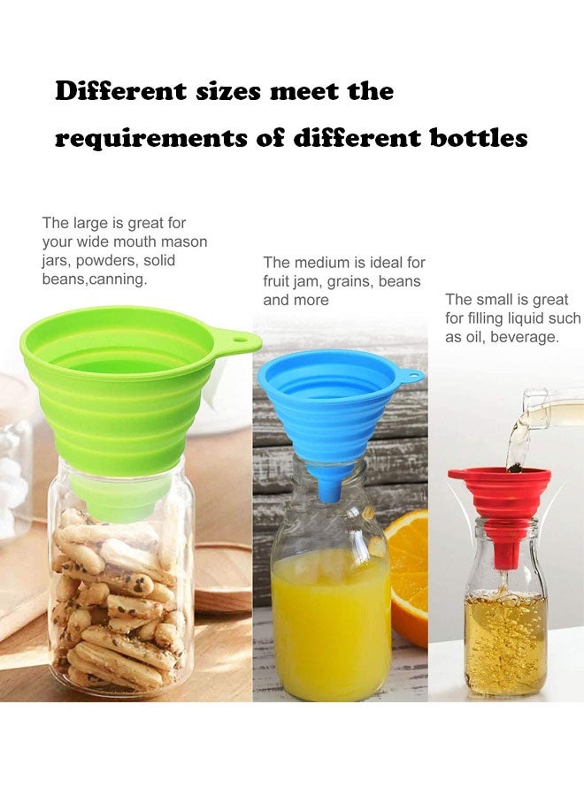 6PCS Foldable Silicone Collapsible Funnels for Filling Water Bottle Liquid Transfer Food Grade Kitchen Gadgets Accessories - Image 2