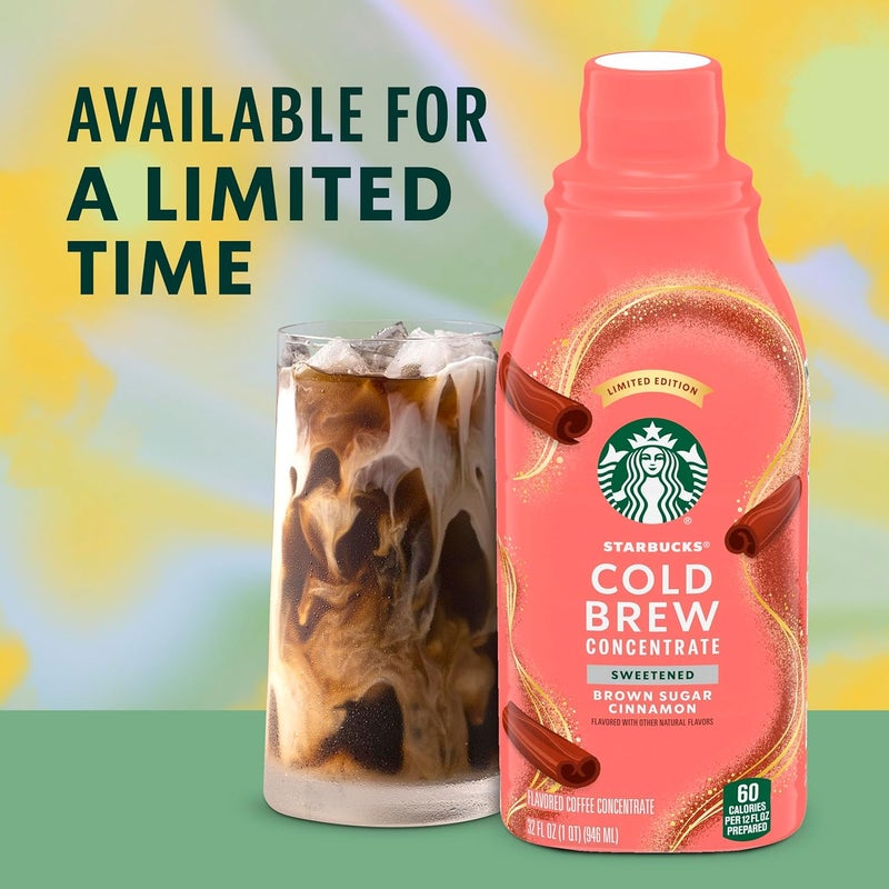 Starbucks Cold Brew Coffee Concentrate, Limited Edition Sweetened Brown Sugar Cinnamon, 32 Fl Oz - Image 3