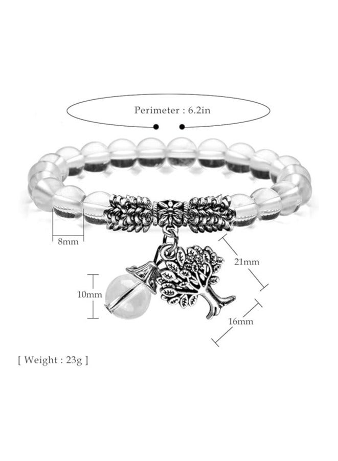 8MM Clear Quartz Amethyst Natural Gemstone Life Tree Lucky Charm Stretch Bracelet  - Image 2