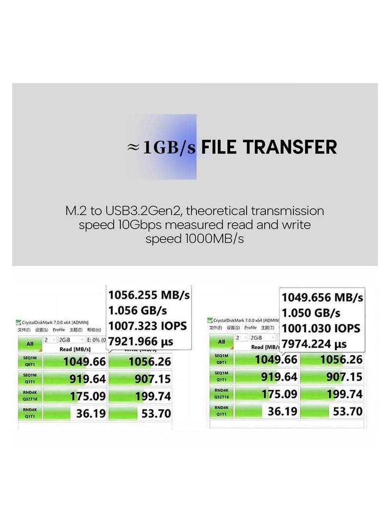 محول M.2 NVMe SSD من الألومنيوم بدون أدوات، قارئ USB3.2 بسرعة 10 جيجابت في الثانية، لـ M.2 NVMe M-Key 2230 SSD، حافظة محرك الأقراص الصلبة M.2 الجديدة للتوصيل والتشغيل 2230، دعم UASP، التوصيل والتشغيل - Image 5