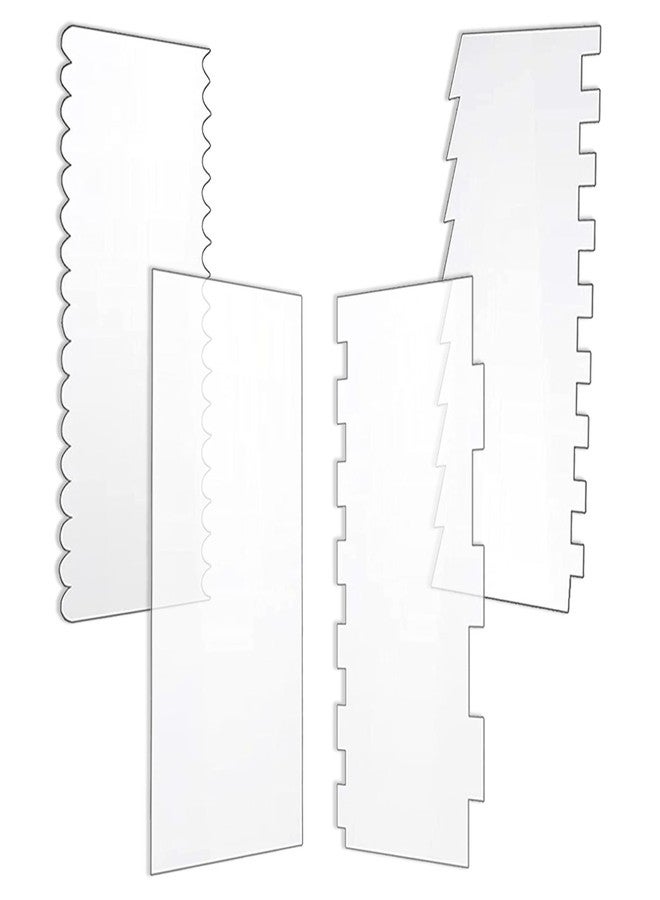 DOSAKEIKO 4 Pcs Cake Scraper Set Acrylic Cake Decorating Supplies Large Transparent Cake Smoother for Icing Perfect for Butter Cream Frosting with 7 Different Shapes Durable - Image 1