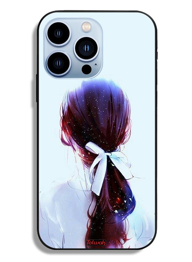 Tolwak Apple iPhone 13 Pro Protective Case Tie Hair With Hairband Girl Art - Image 2