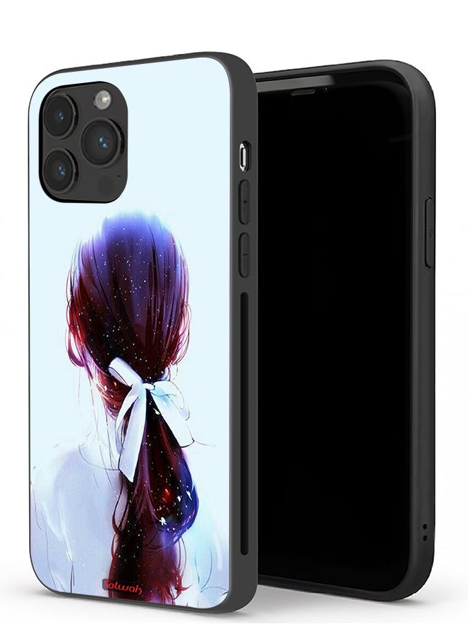 Tolwak Apple iPhone 13 Pro Protective Case Tie Hair With Hairband Girl Art - Image 1