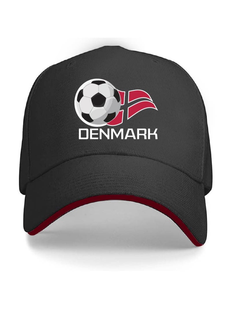 PRINTSHOP4ME Denmark Unisex Adult Football Cap for Both Men and Women With Metal Adjustable Buckle Closure - Perfect for Football Fans, Match Days, Outdoor Activities, and Everyday Wear - Image 1