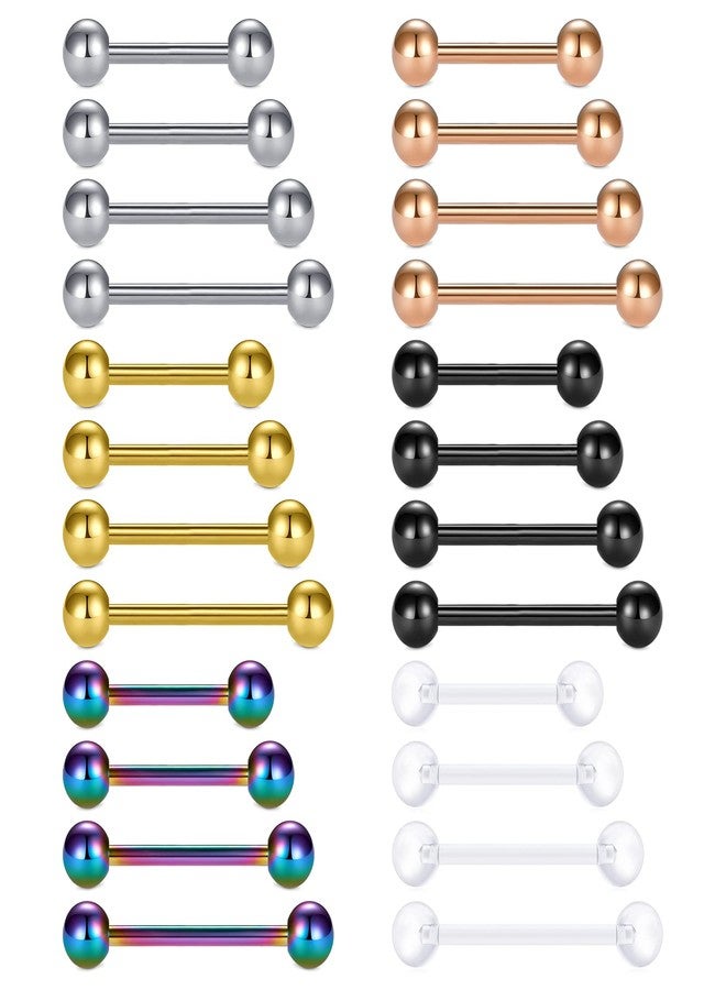 Mayhoop 14G Stainless Steel Nipple Rings Tongue Rings Straight Barbell Bars Piercing 12mm 14mm 16mm 18mm in Length for Women Men - Image 1