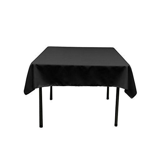 LA Linen Polyester Poplin Washable Square Tablecloth Stain and Wrinkle Resistant Square Table Cover 52x52 Fabric Table Cloth Square for Dining Kitchen Party Holiday 52 by 52Inch Black