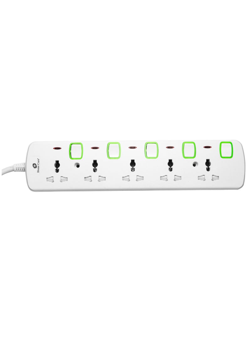Home Care Home Care 5 Way Extension Socket 3M - Extension Lead Strip With Led Indicators | Extra Long Cord With Over Current Protected | Ideal For All Electronic Devices | 2 Years Warranty  - Image 1