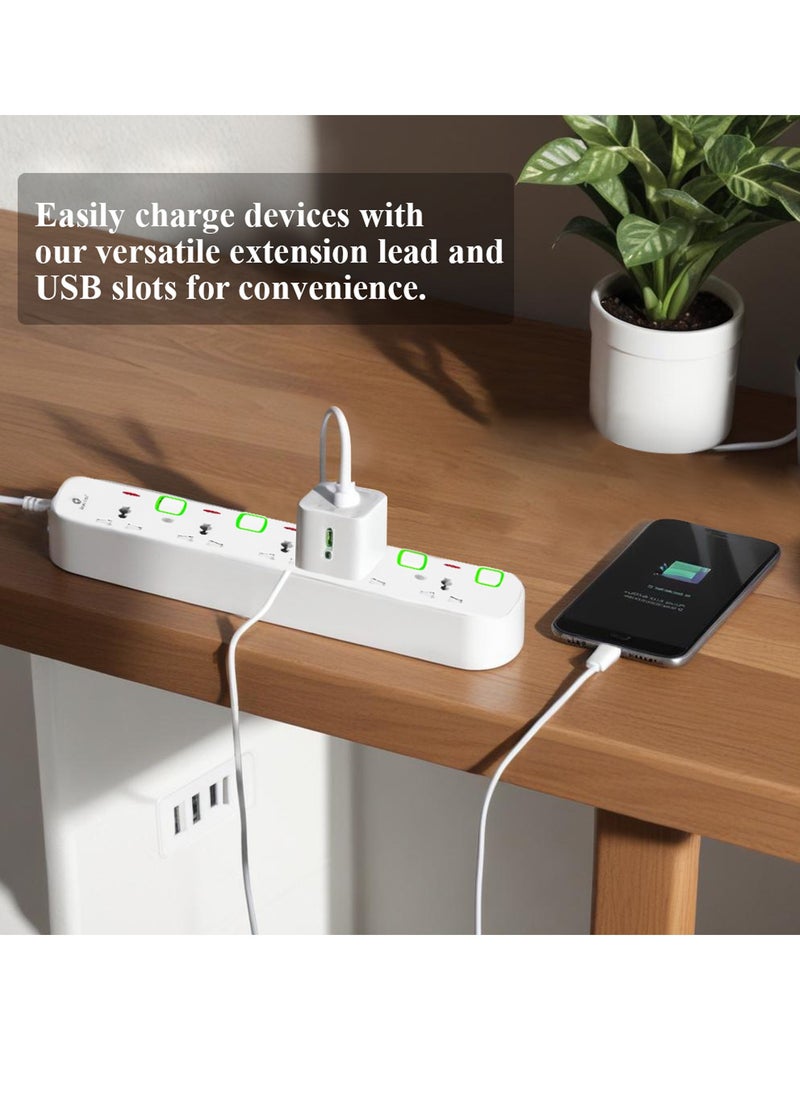Home Care Home Care 5 Way Extension Socket 3M - Extension Lead Strip With Led Indicators | Extra Long Cord With Over Current Protected | Ideal For All Electronic Devices | 2 Years Warranty  - Image 4