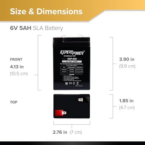 ExpertPower 6V 5Ah SLA Rechargeable Battery - Image 3