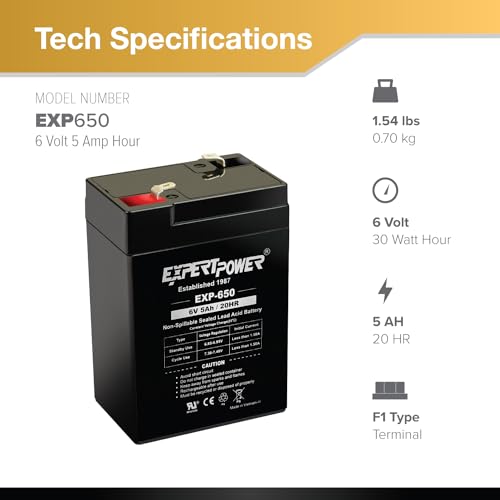 ExpertPower 6V 5Ah SLA Rechargeable Battery - Image 2