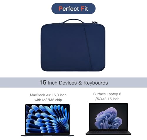 CASEDAO Laptop Carrying Sleeve Compatible with Apple MacBook Air 15 inch M5 M4 M3 M2 chip A3448 A3241 A3114 A2941 2026-2023,15" Microsoft Surface Laptop 6/5/4/3 Protective Case, Computer Traveling Bag- Blue - Image 3
