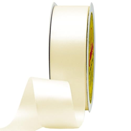 LEEQE Double Face Ivory Satin Ribbon 1-1/2 inch X 50 Yards Polyester Ivory Ribbon for Gift Wrapping Very Suitable for Weddings Party Hair Bow Invitation Decorations and More - Image 2