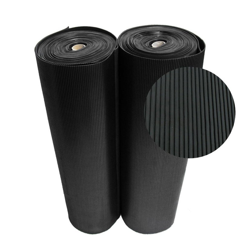 Rubber-Cal "Ramp-Cleat" Non-Slip Outdoor Rubber Mats - 1/8 in x 3 ft x 8 ft Floor Mat - Image 1
