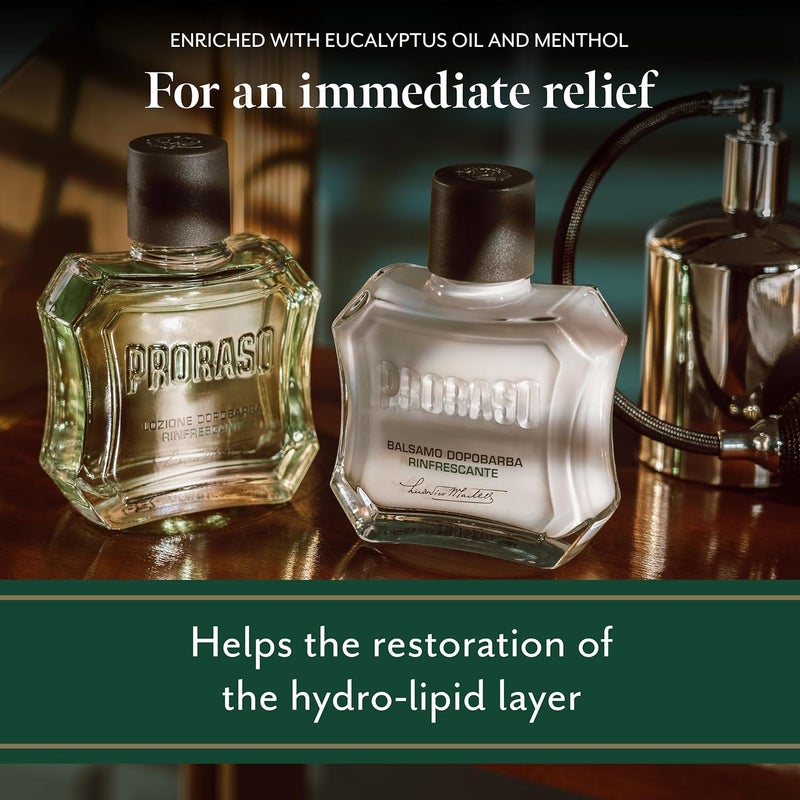 Proraso Aftershave Balm 100ml Refreshing AlcoholFree Post Shave Balm with Eucalyptus Oil and Menthol Invigorates Skin Made in Italy Green - Image 3