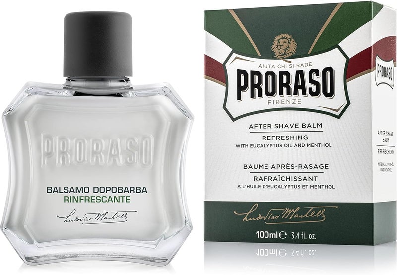 Proraso Aftershave Balm 100ml Refreshing AlcoholFree Post Shave Balm with Eucalyptus Oil and Menthol Invigorates Skin Made in Italy Green - Image 1