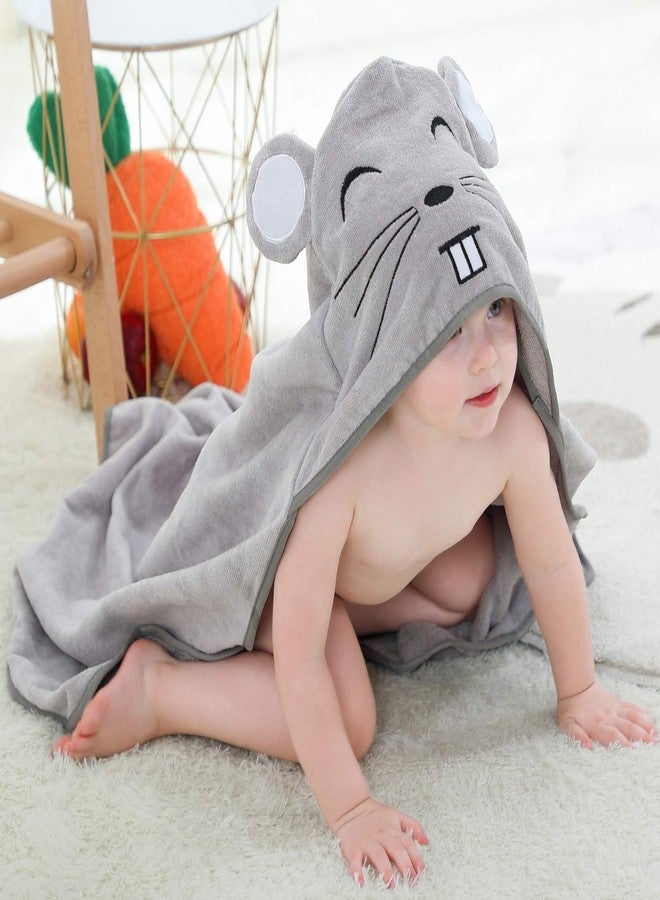 MICHLEY Animal Hooded Baby Bath Towel Toddler Premium Cotton Absorbent Washcloth for Girls Boys 0-6T, Mouse - Image 5