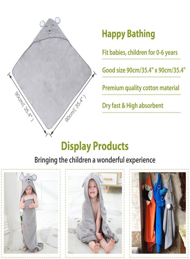 MICHLEY Animal Hooded Baby Bath Towel Toddler Premium Cotton Absorbent Washcloth for Girls Boys 0-6T, Mouse - Image 3