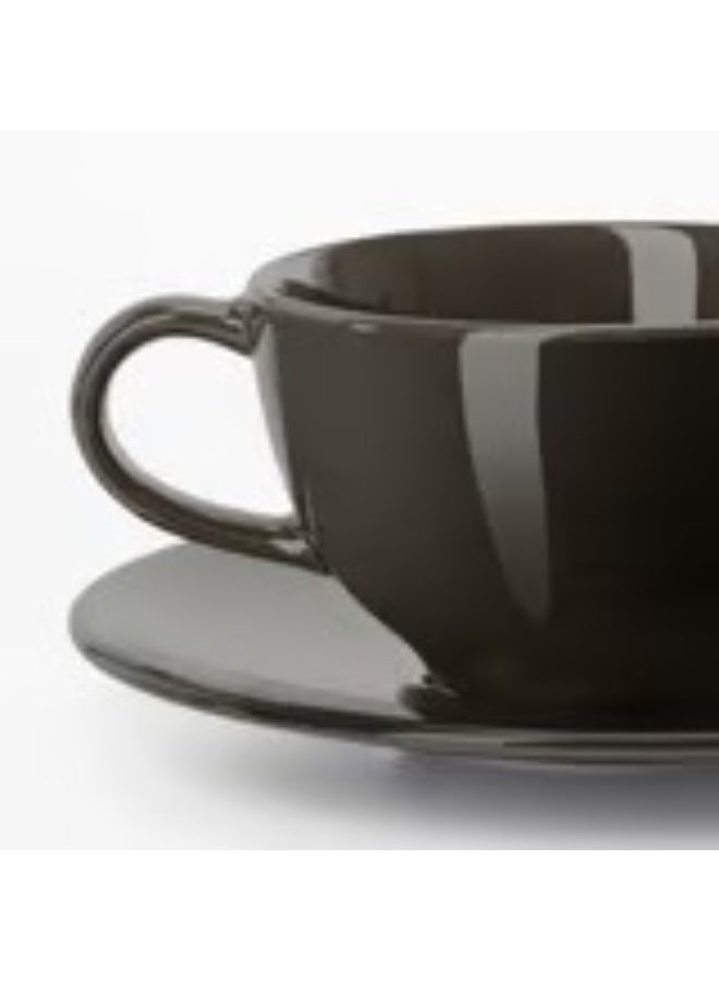VARDAGEN Teacup with saucer dark grey 26 cl - Image 3