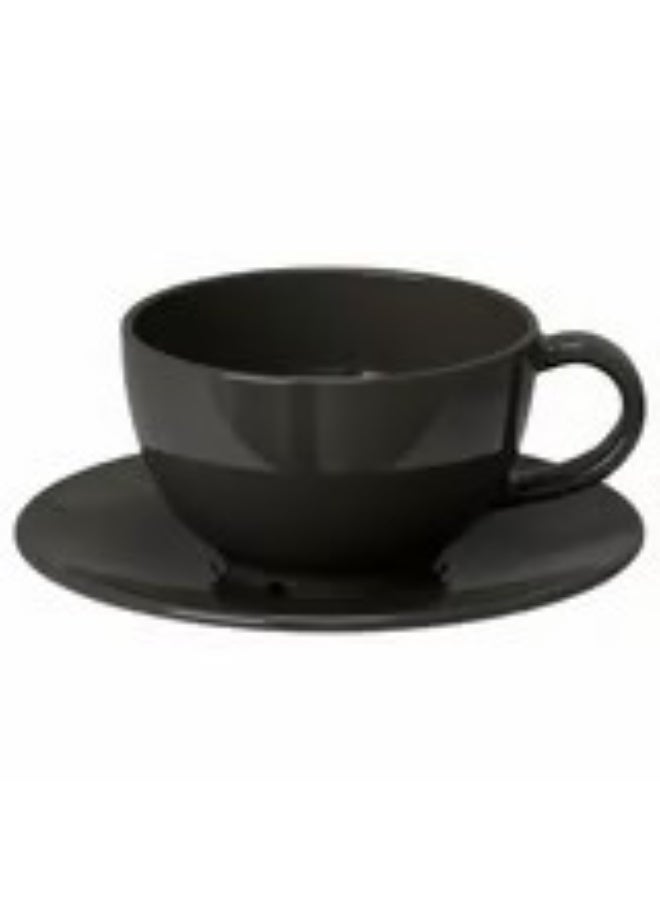 VARDAGEN Teacup with saucer dark grey 26 cl - Image 1