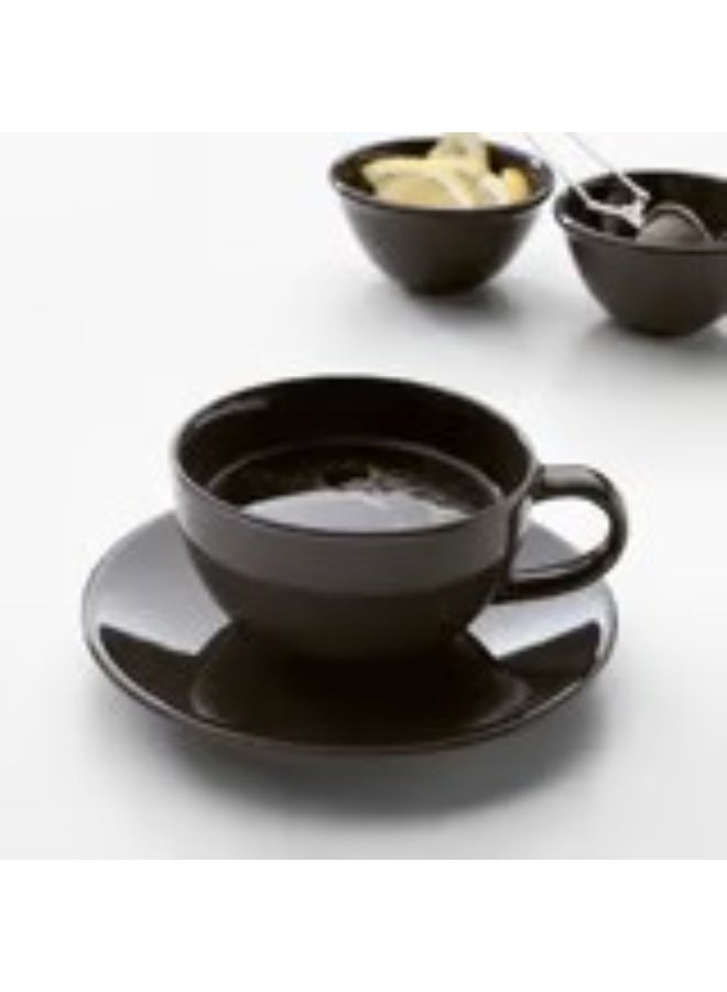 VARDAGEN Teacup with saucer dark grey 26 cl - Image 2