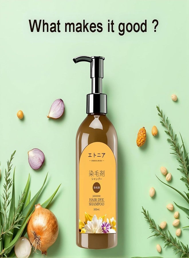 Indiana Huda Japanese Hair Dye Shampoo, 300ml|For Long Lasting Black Hair Colour|For All Hair Types - Image 3