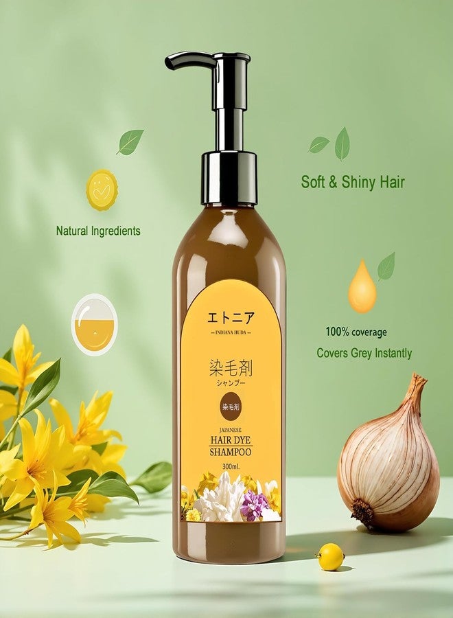 Indiana Huda Japanese Hair Dye Shampoo, 300ml|For Long Lasting Black Hair Colour|For All Hair Types - Image 2