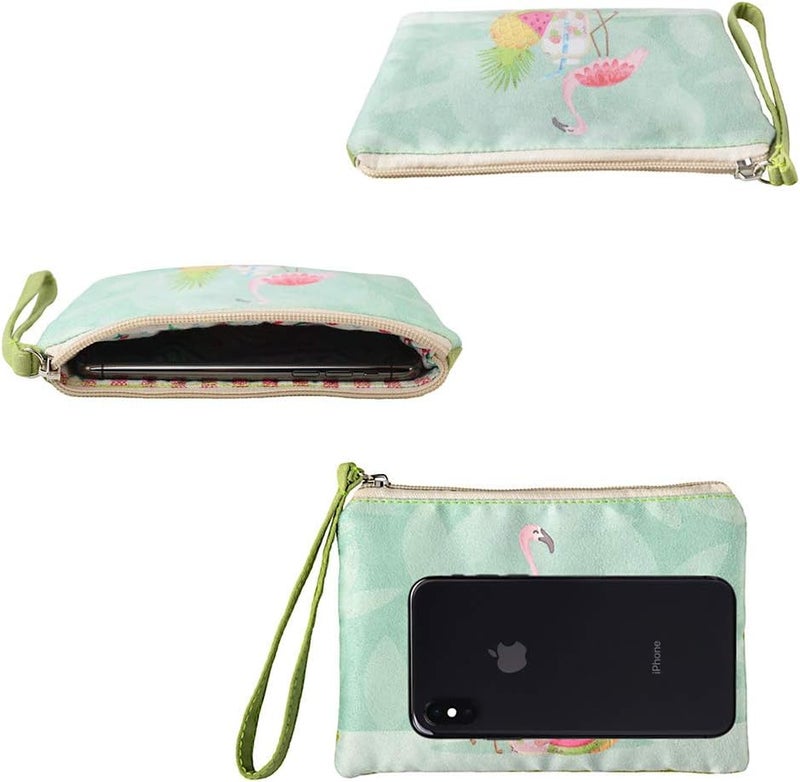 Rantanto Small Cute Cash Coin Purse, Canvas Change Purse, Kawaii Coin Pouch With Handle Christmas Gift For Women Teenager Girls (BG0017-1 Flamingo) - Image 4