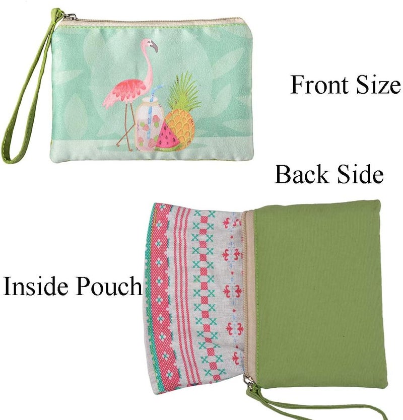 Rantanto Small Cute Cash Coin Purse, Canvas Change Purse, Kawaii Coin Pouch With Handle Christmas Gift For Women Teenager Girls (BG0017-1 Flamingo) - Image 3