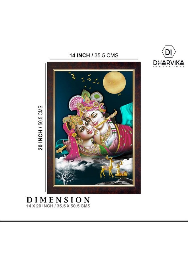 Dharvika Innovations Dharvika Innovations Radha Krishna Photo Frame Big Size Home Decoration with Sparkle Coated Lamination (14x20 Inch) - 20544 - Image 2