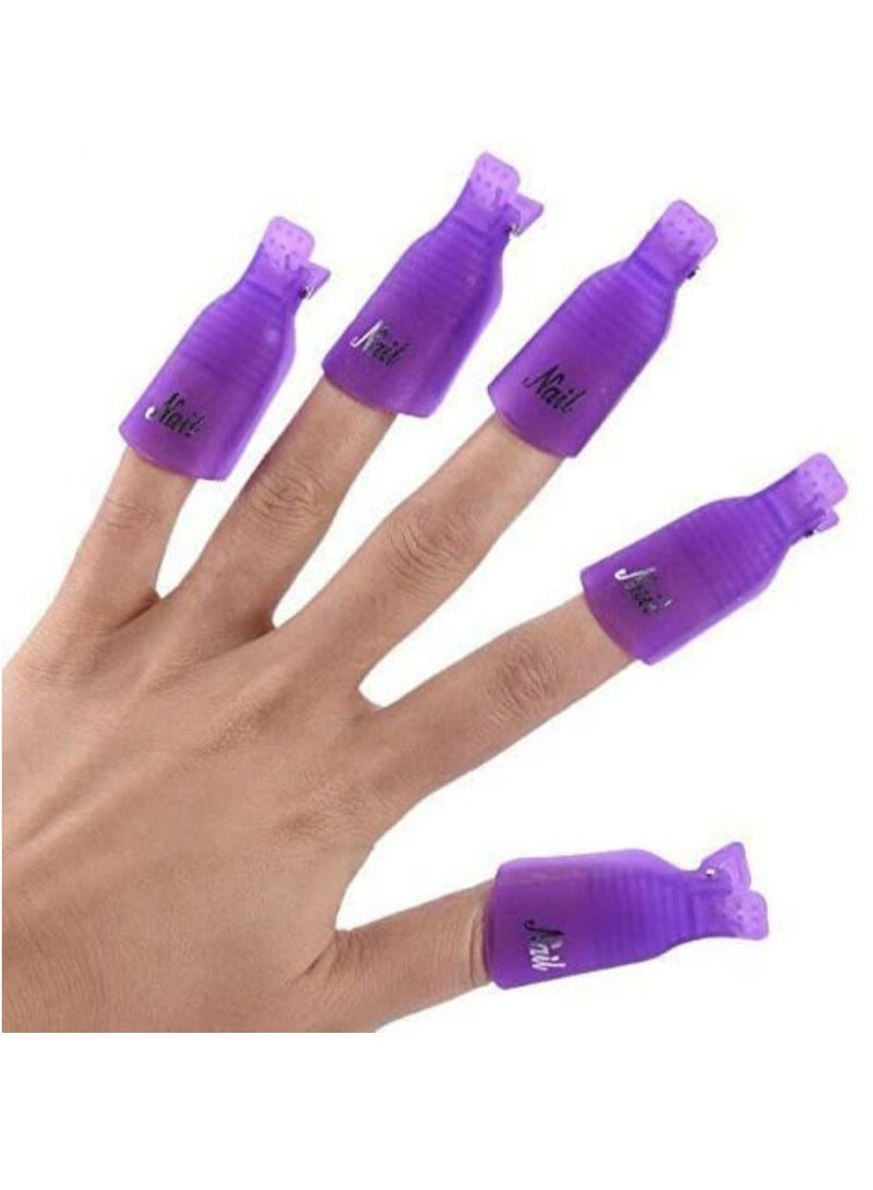 Kanza 10-Piece Nail Art Soak Off Cap Clip Set Purple - Image 2